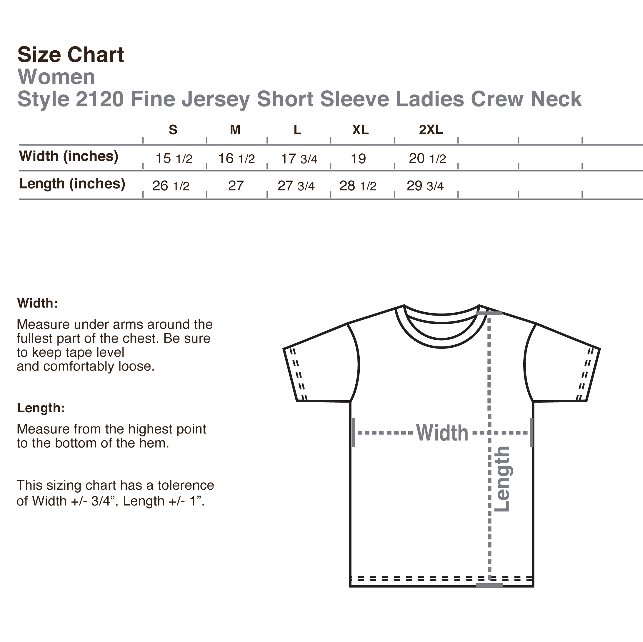 2120 Ladies Fine Jersey Short Sleeve Crew Neck Soft T-Shirt