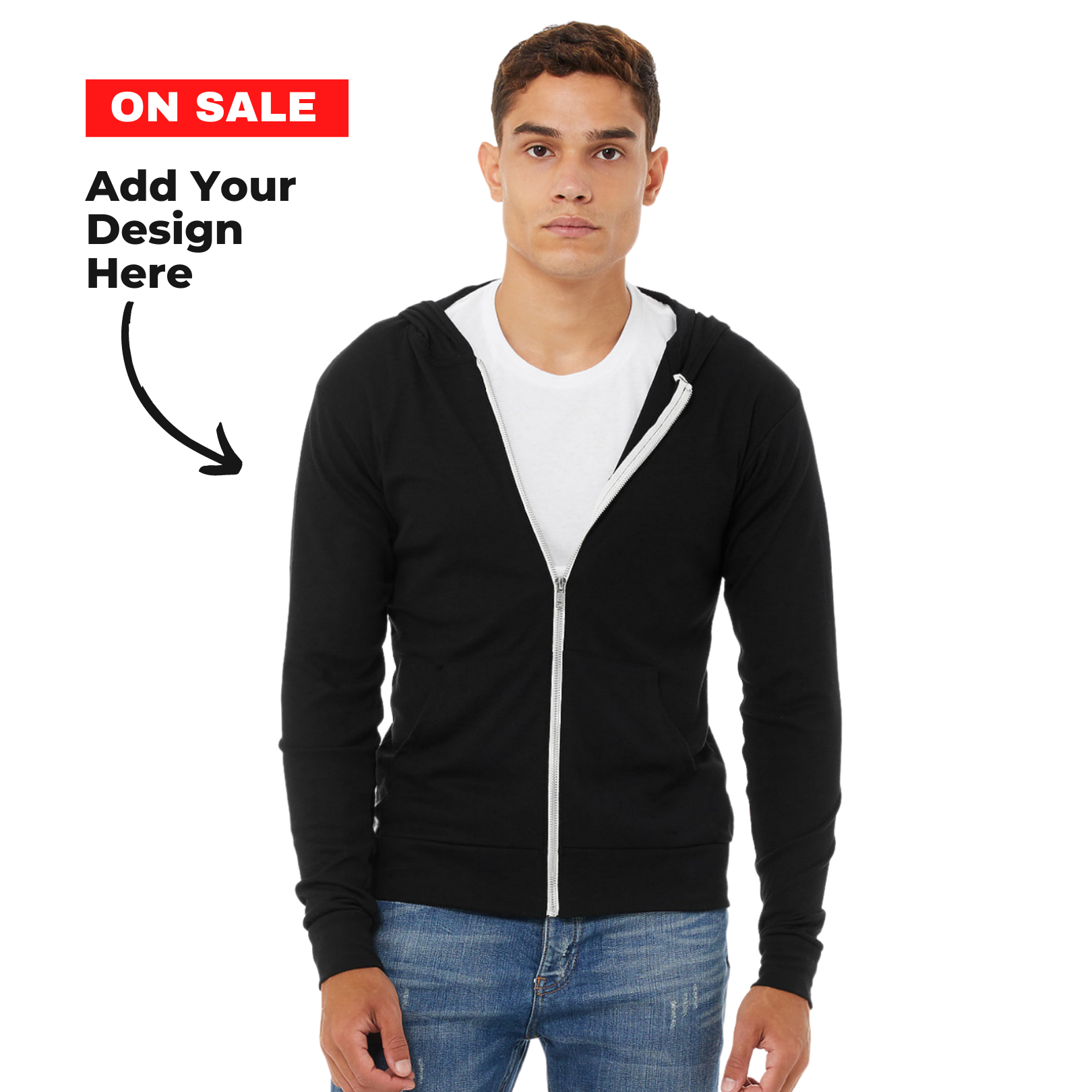 2039 Unisex Fine Jersey Zip Up Soft T shirt Hoody